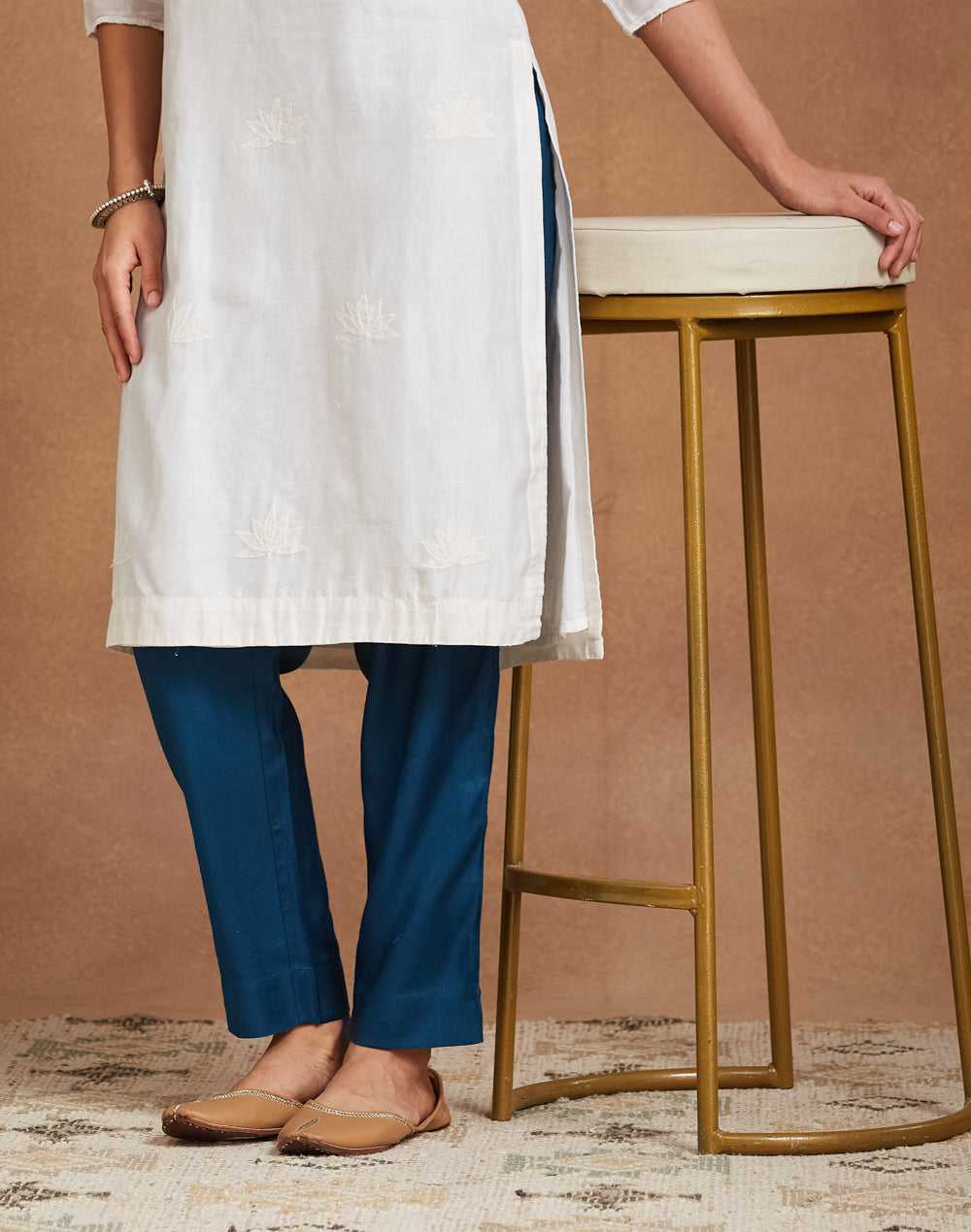 Dark blue Viscose Silk Ethnic Pant