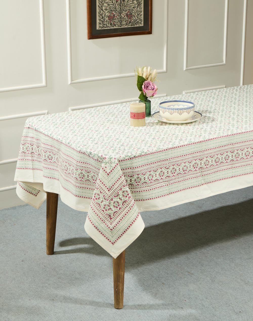 Gulbagh Hand Block Printed Cotton Table Cover