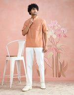 Indigo Cotton Dabu Printed Slim Fit Shirt