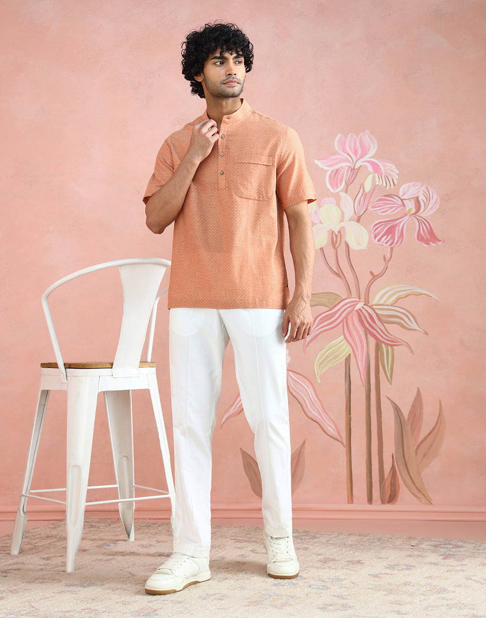 Indigo Cotton Dabu Printed Slim Fit Shirt