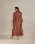 Red Rayon Blend Ajrakh Printed Maxi