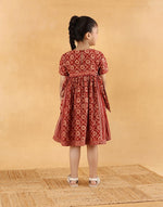 Red Cotton Kalamkari Printed Dress