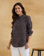 Black Cotton Bagh Printed Alma Shirt