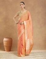 Orange Viscose Blend Banarsi Sari