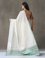 Sage Cotton Silk Blend Woven Wonders Jamdani Sari