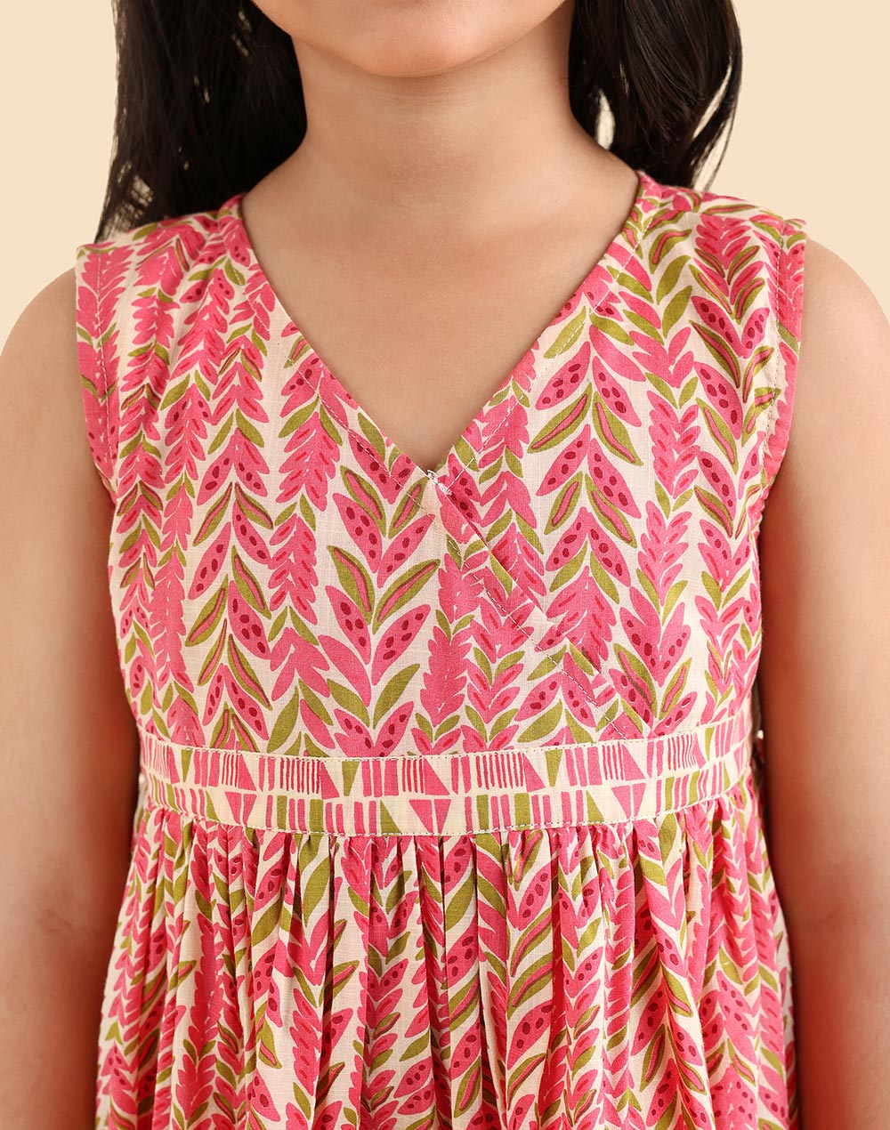 Pink Cotton Printed Bloom Dress