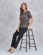 Black Viscose Cotton Ajrakh Printed Top
