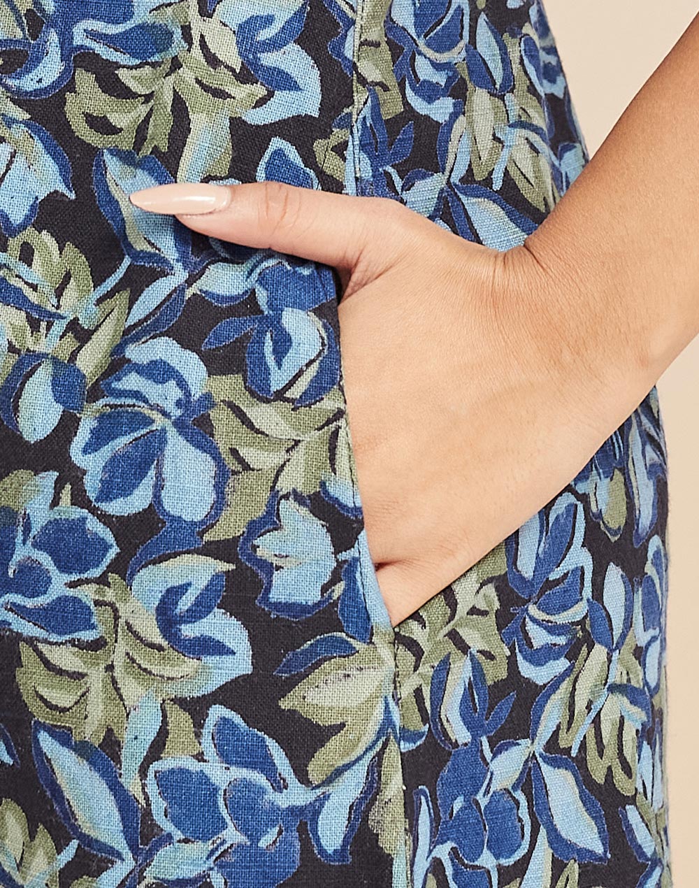 Green Cotton Hand Block Printed Short Dress