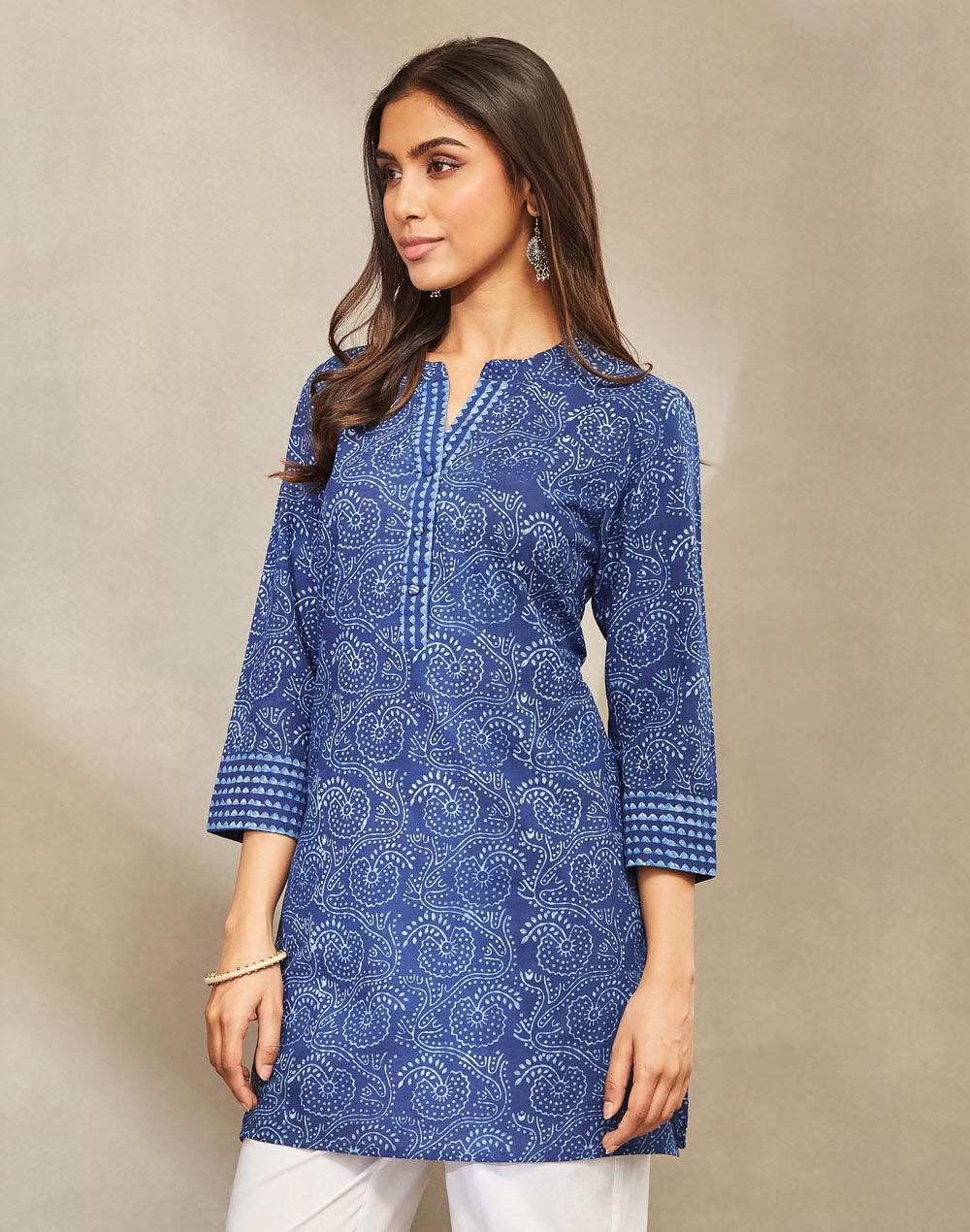 Indigo Cotton Dabu Short Kurta
