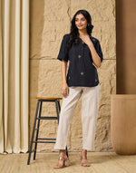 Black Cotton Embroidered Top