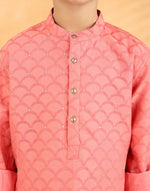 Pink Cotton Silk Blend Long Kurta