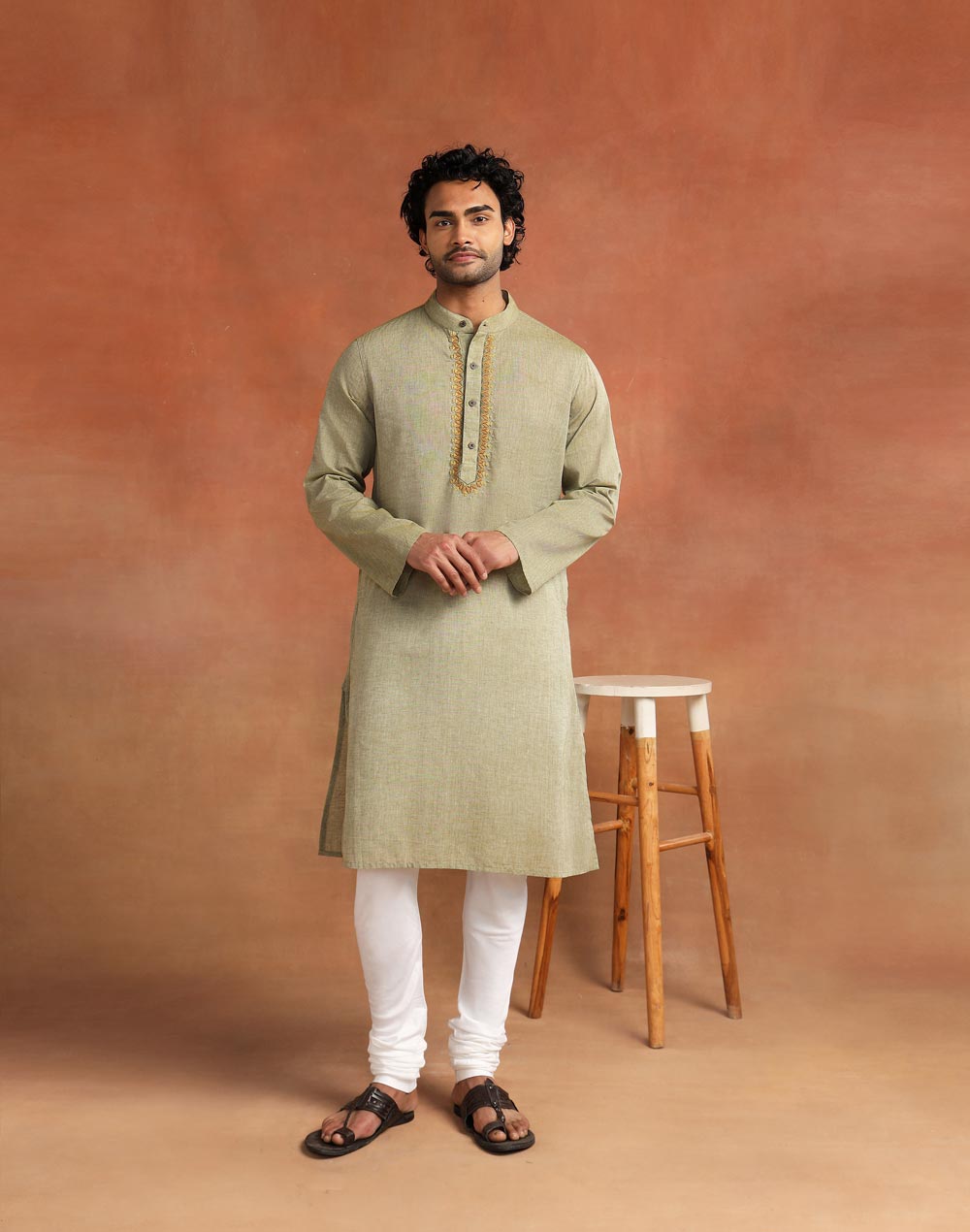 Green Cotton Long Kurta