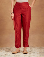 Maroon Cotton Silk Ethnic Pant