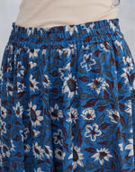 Blue Cotton Bagru Printed Skirt Midi