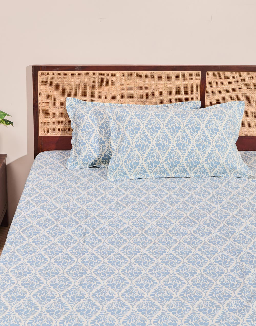 Blue Prachi Cotton Bed Sheet With 2 Pillow Covers
