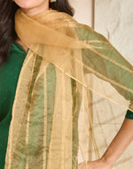 Beige Metallised Fiber & Silk Blend Stole
