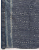 Indigo Cotton Silk Blend Dabu Printed Sari
