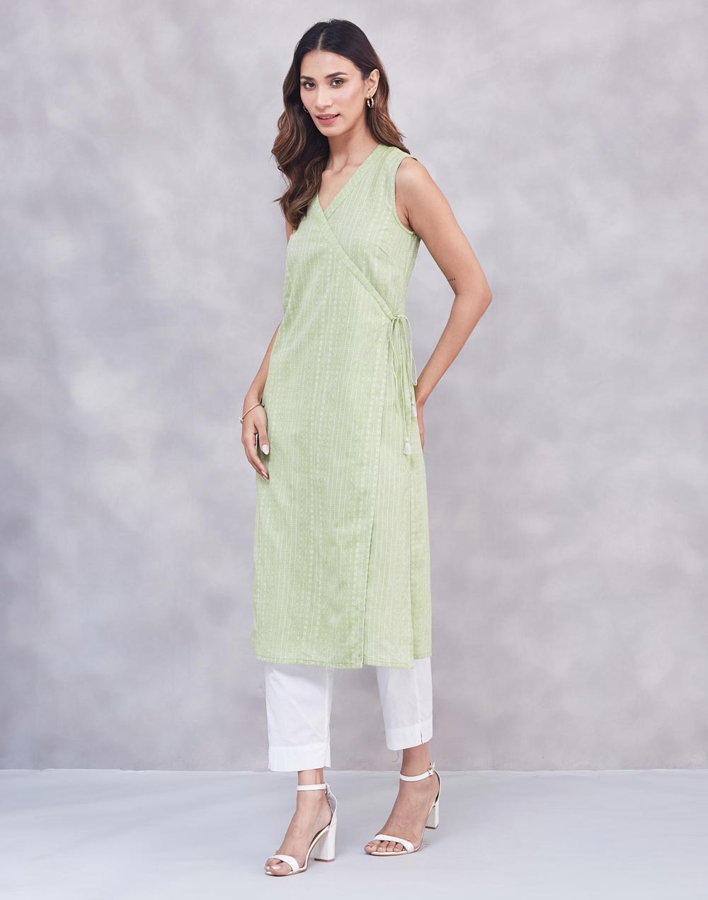 Green Cotton Long Kurta