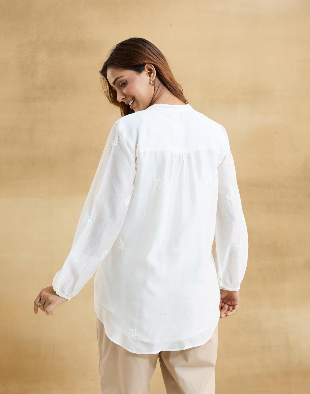 Natural Cotton Silk Chikankari Slip & Clara Tunic