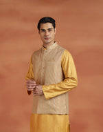 Beige Viscose Silk Nehru Jacket