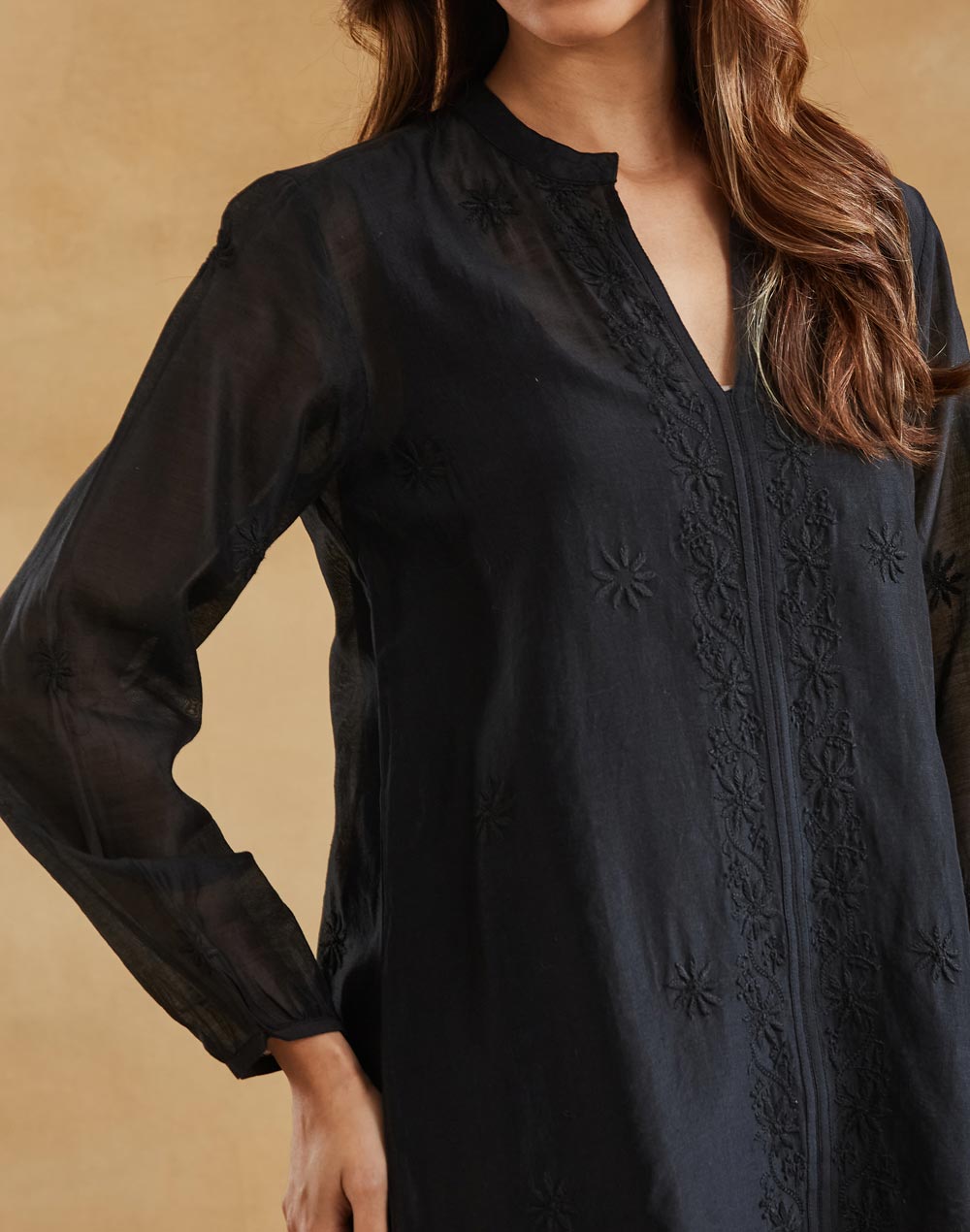 Black Cotton SILK Chikankari Clara Tunic & Slip