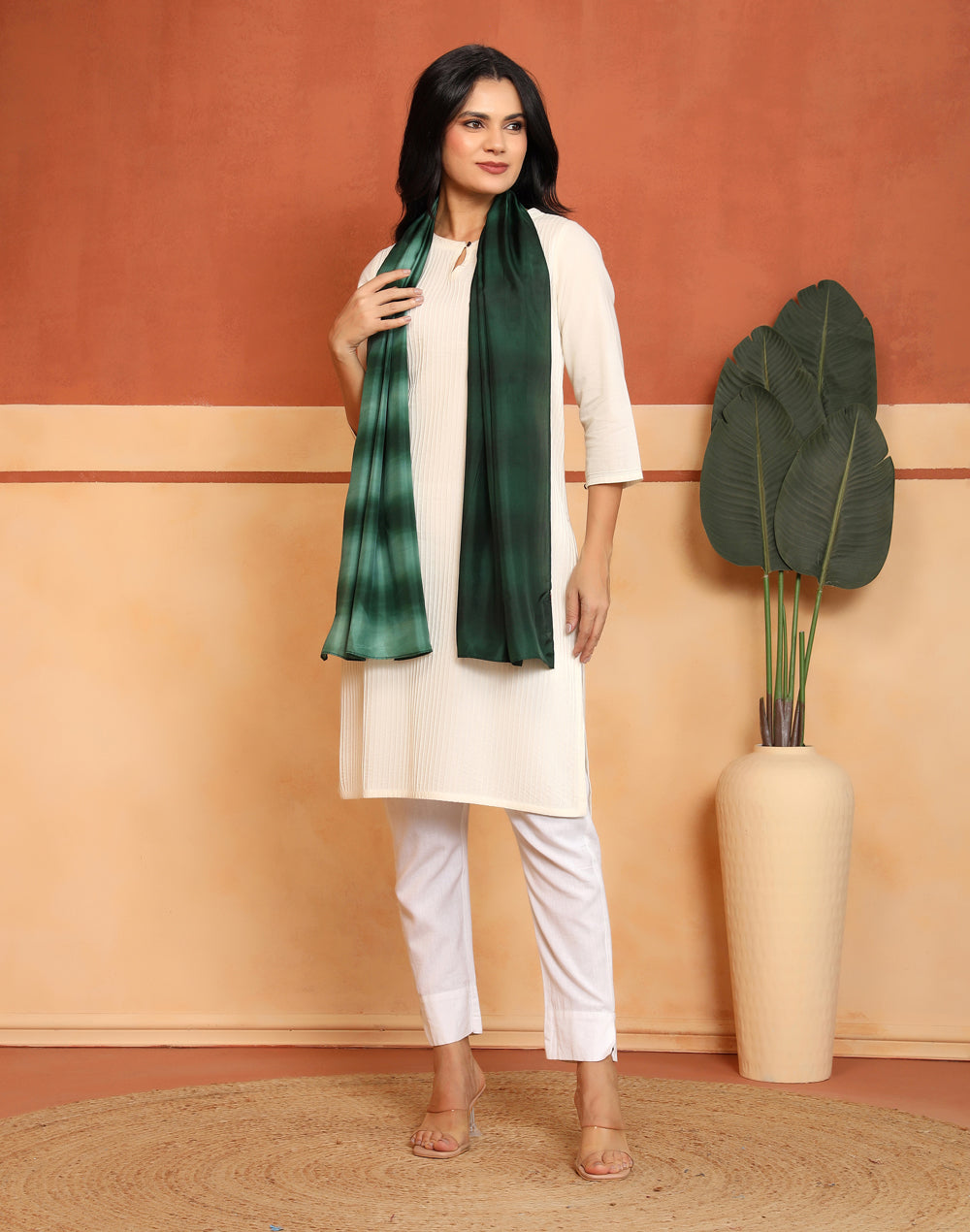 Abstract print detail on the Green Abstract Print Stole