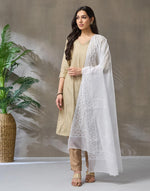 White Cotton Silk Blend Chikankari Dupatta