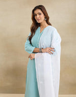 White Cotton Silk Blend Chikankari Dupatta