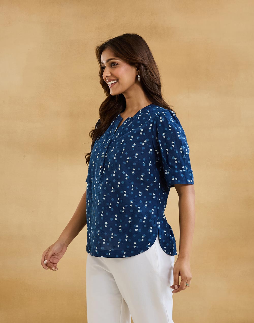 Indigo Cotton Dabu Top
