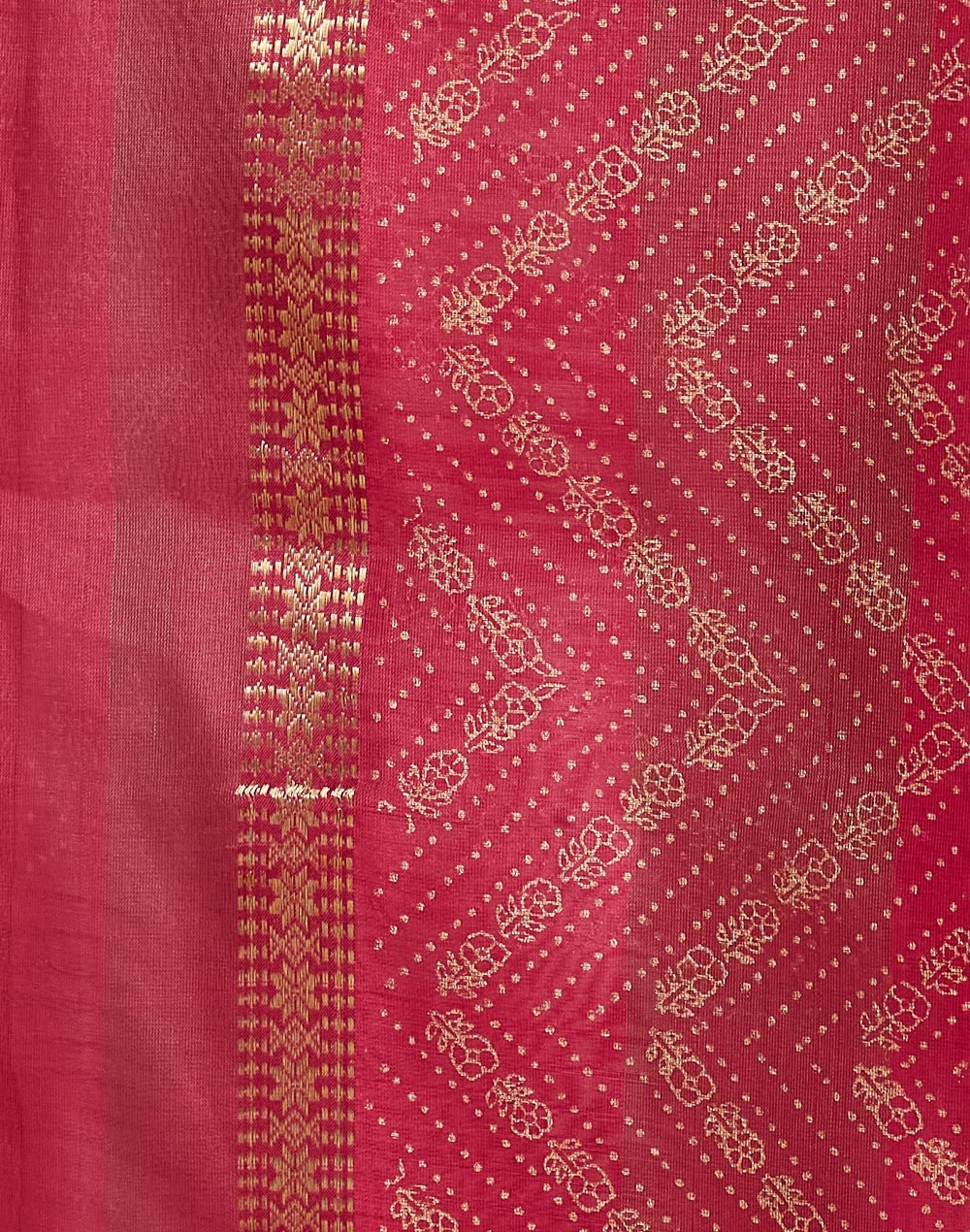 Pink Cotton Silk Blend Hand Block Printed Dupatta