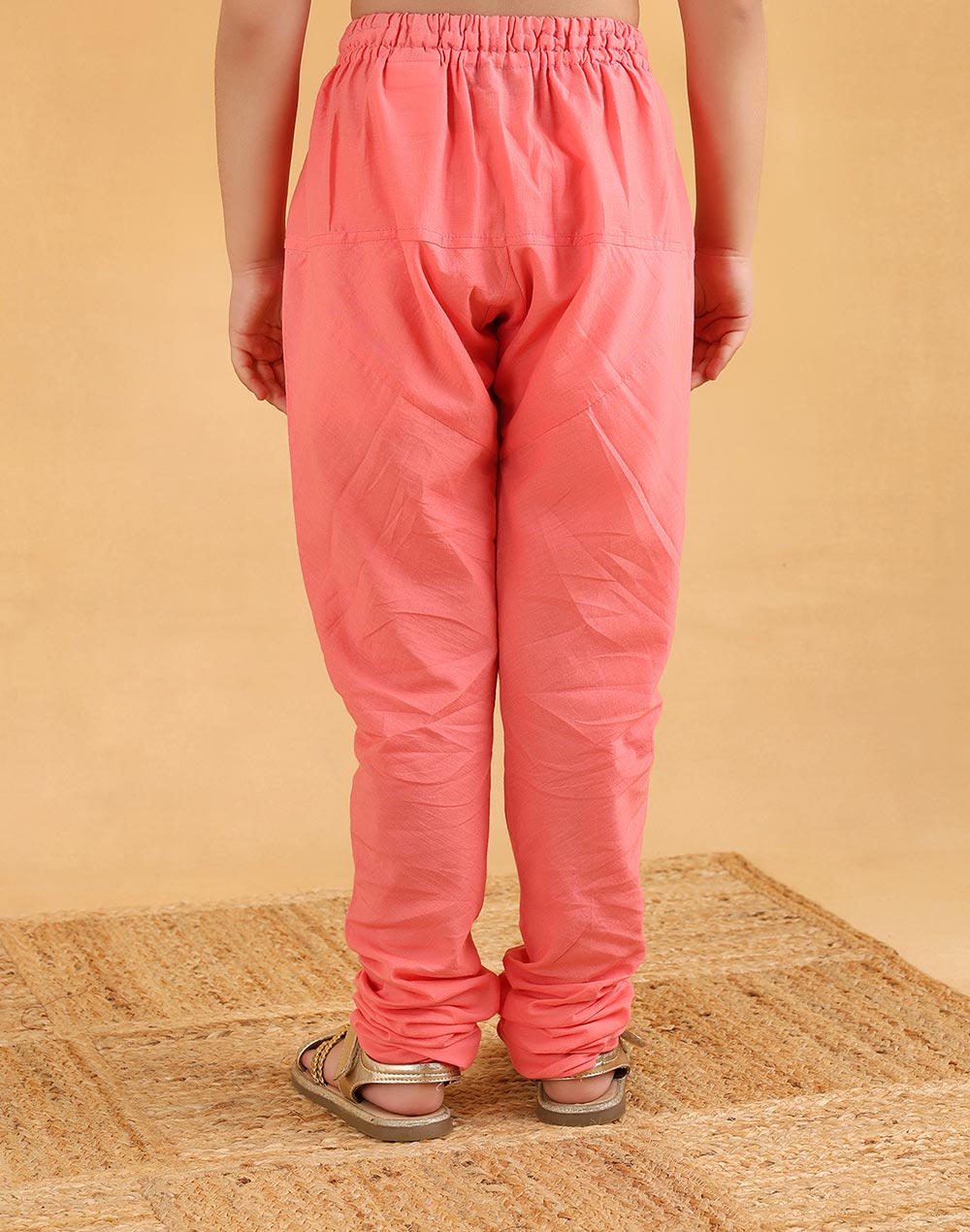 Pink Cotton Silk Blend Printed 3pc Churidar Set