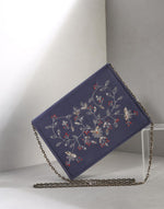 Navy Hand Embroidered Clutch