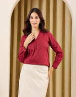 Maroon Cotton Hand Embroidered Indian Tunic for Women from Fabindia UK