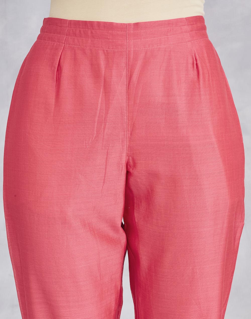 Pink Cotton Silk Embroidered Ethnic Pant