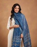 Indigo Cotton Silk Blend Dabu Printed Dupatta