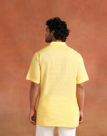Yellow Cotton Dobby Short Kurta