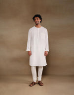 Offwhite Cotton Stripe Long Kurta