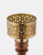 Golden Tejas Wooden Candle Holder