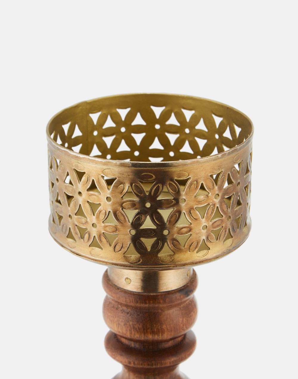 Golden Tejas Wooden Candle Holder