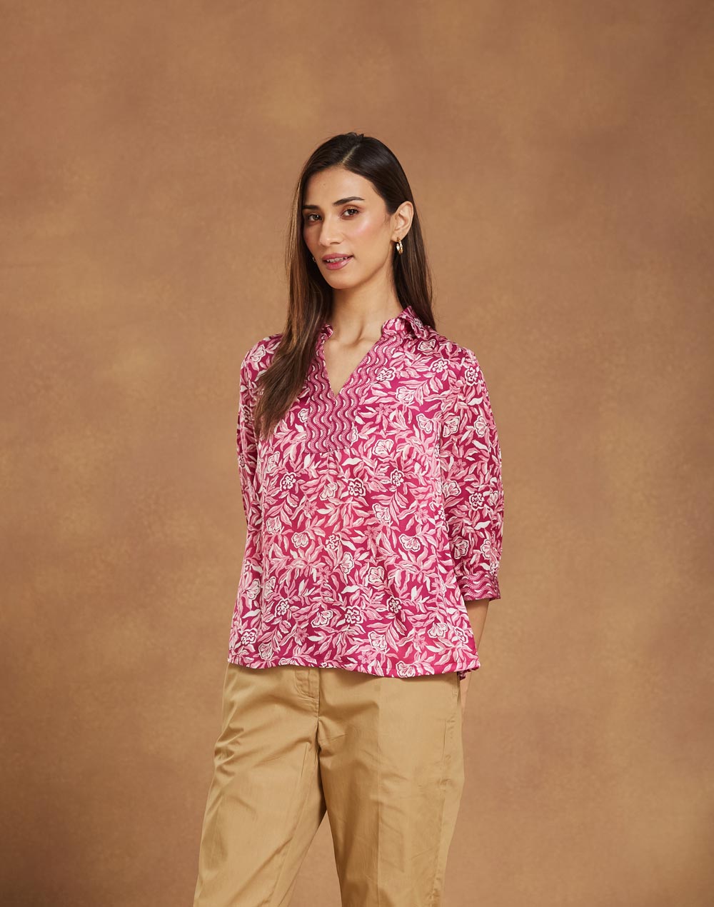 Pink Viscose Printed Helen Top