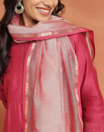 Pink Cotton Silk Blend Maheshwari Dupatta