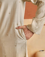 Natural Viscose Dobby Long Kurta for Men with a textured dobby weave