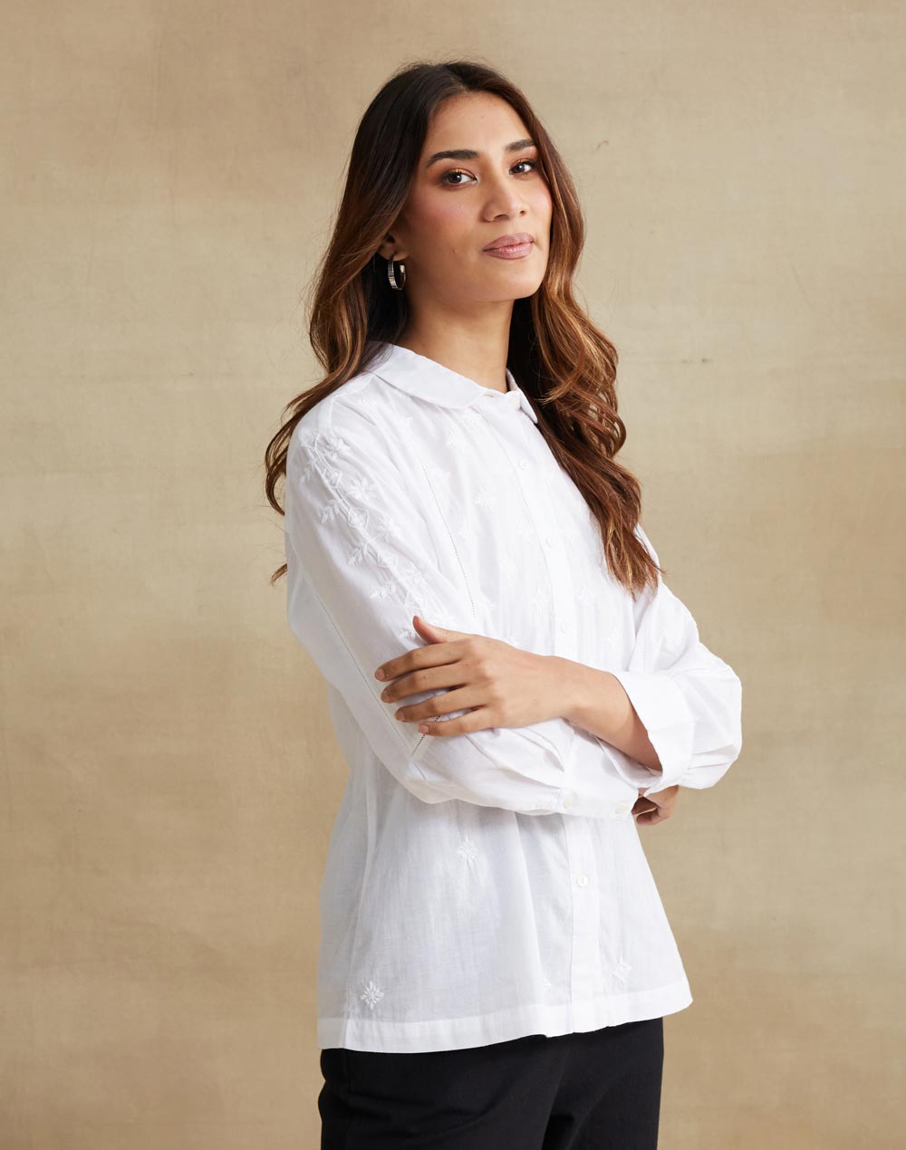 White Cotton Chikankari Shirt