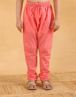 Pink Cotton Silk Blend Printed 3pc Churidar Set