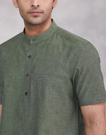 Green Cotton Mid Placket Shirt