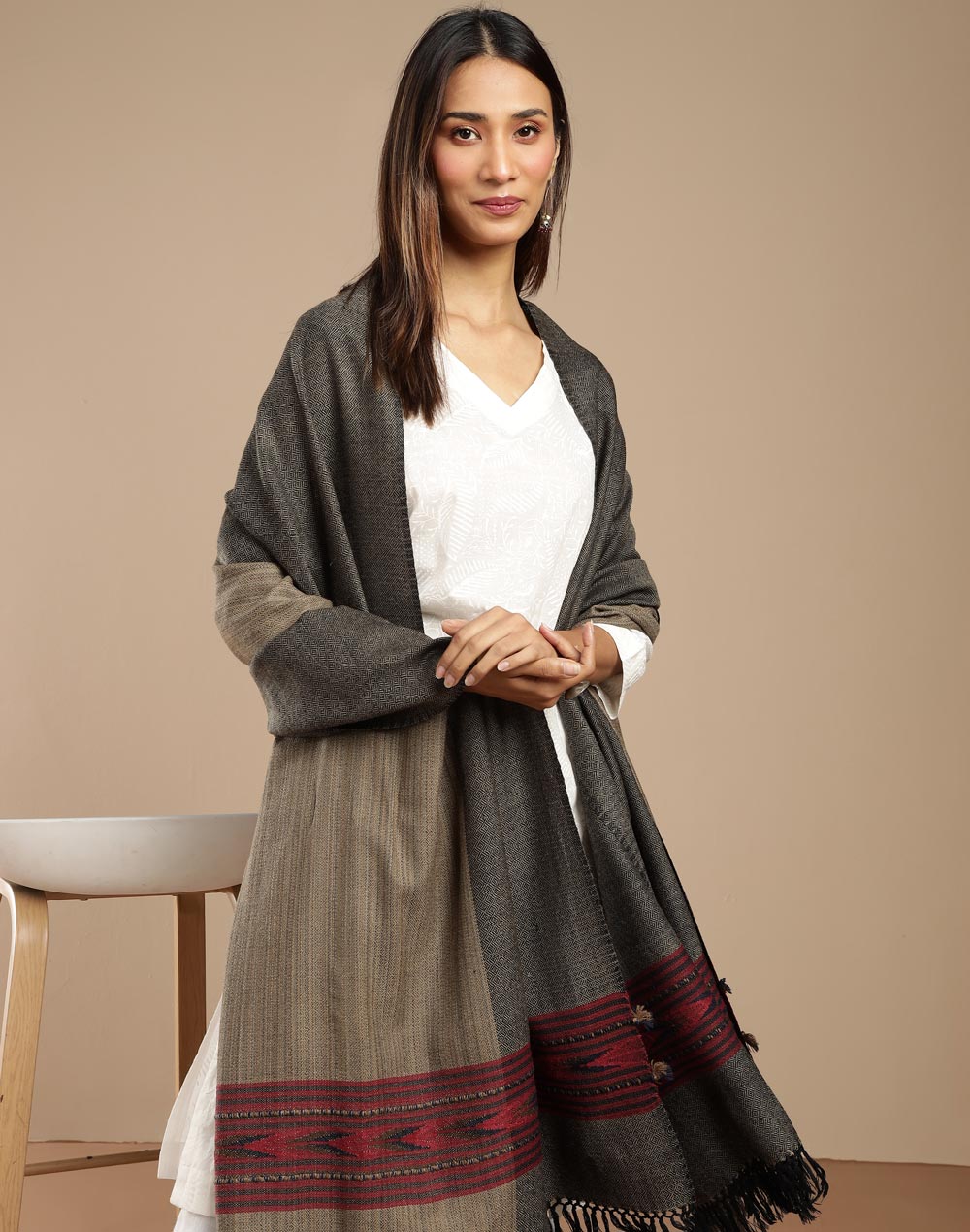 Beige Wool Shawl