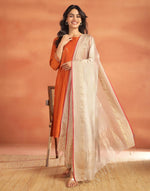 Beige Cotton Silk Blend Maheshwari Dupatta
