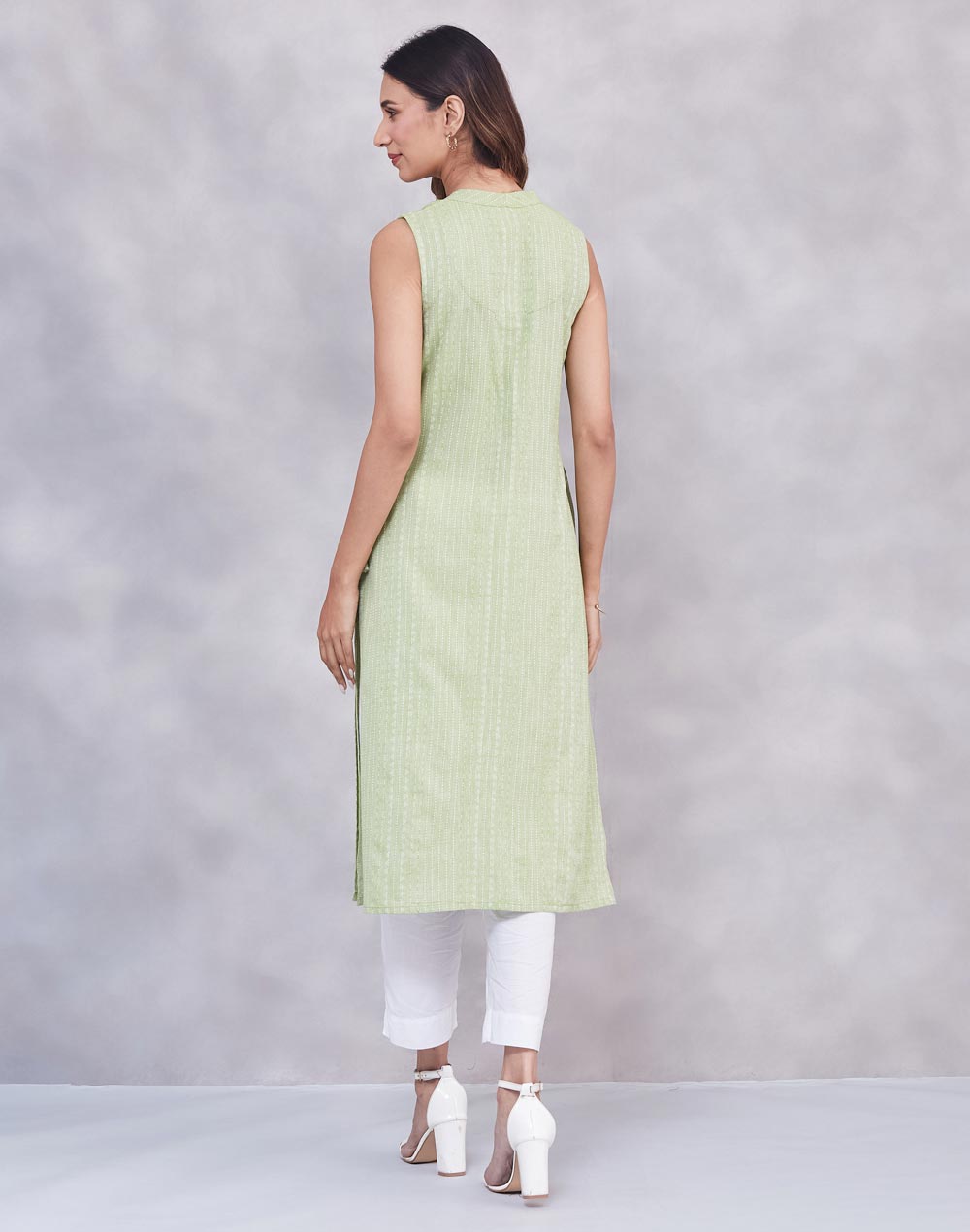 Green Cotton Long Kurta