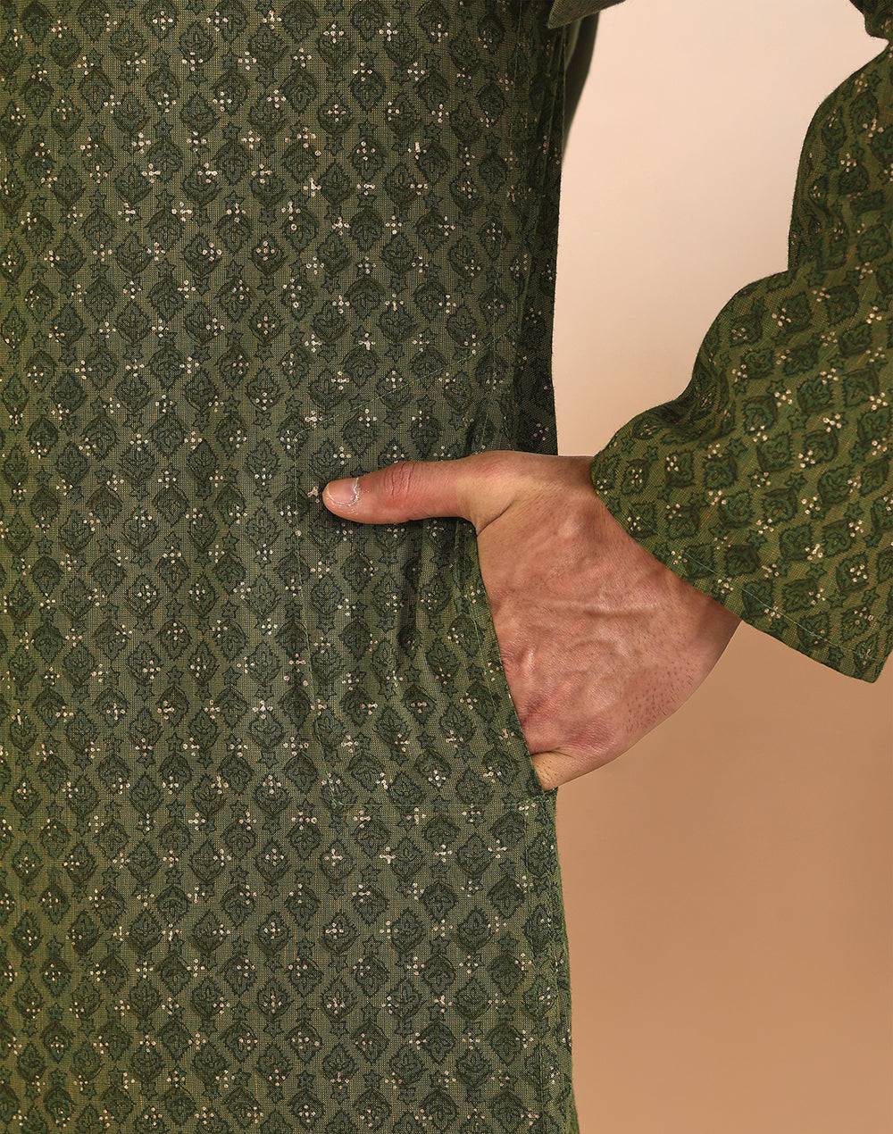 Green Cotton Long Kurta