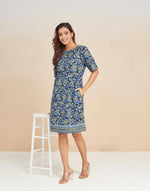 Green Cotton Hand Block Printed Short Dress